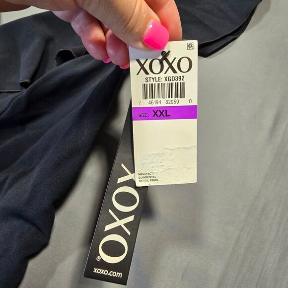 XOXO Black Mini Dress NEW Stretch Bodycon Preppy Ruffle Sleeveless Zip Women XXL - Picture 3 of 9